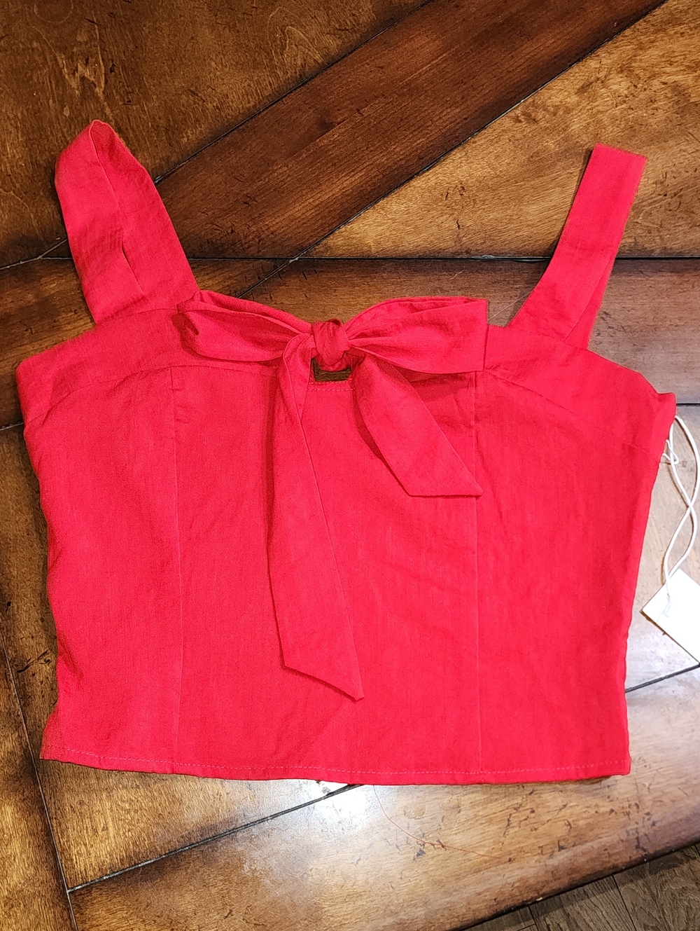 Lg Sienna Sky Red Tie-Front Crop Top